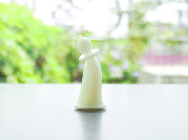 Puffing Chess-Bishop in White Natural Versatile Plastic: Small