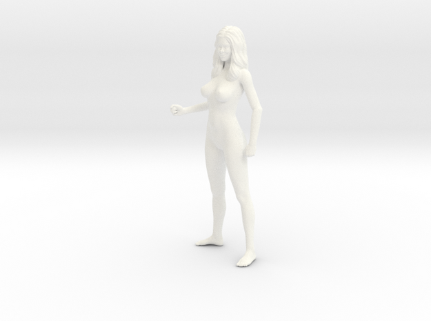 Standing Nude Female (Fist) in White Processed Versatile Plastic