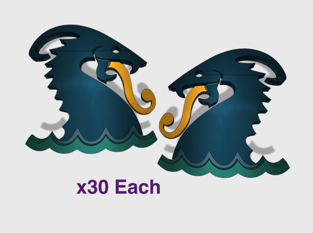 30x Sea Kings - Left & Right Shoulder Insignias in Tan Fine Detail Plastic