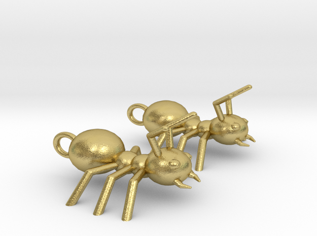 Ant earrings in Natural Brass