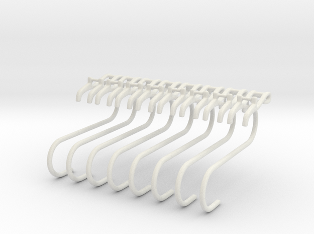 Utensil hooks and showershelf stabilizers in White Natural Versatile Plastic