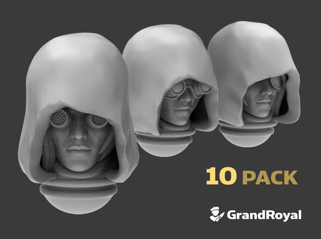 10x Base :C1 Hooded Female Heads w/Optics in Tan Fine Detail Plastic