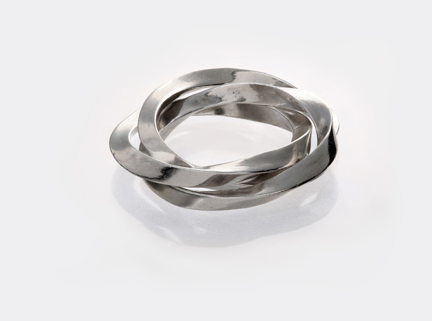 Ring Mobius trinity in Polished Silver (Interlocking Parts)
