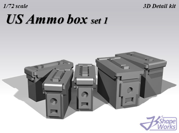 1/72 US Ammo box set 1 in Smoothest Fine Detail Plastic