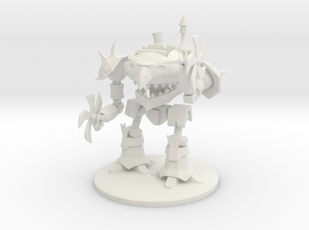 Warcraft inspired, Goblin Shredder, 50mm base in White Natural Versatile Plastic