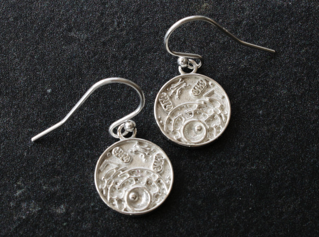 Animal Cell Earrings - Science Jewelry in Polished Silver
