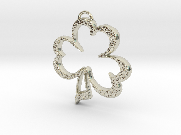 Rugged Irísh Clover Outline Pendant in 14k White Gold: Small
