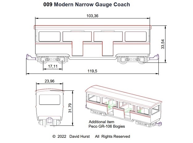 009 Modern Open Coach  in White Natural Versatile Plastic