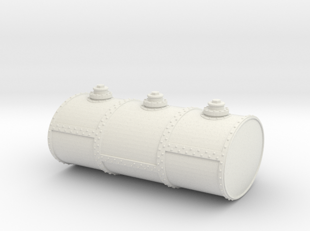 O Scale Three Cell Fuel Tank in White Natural Versatile Plastic