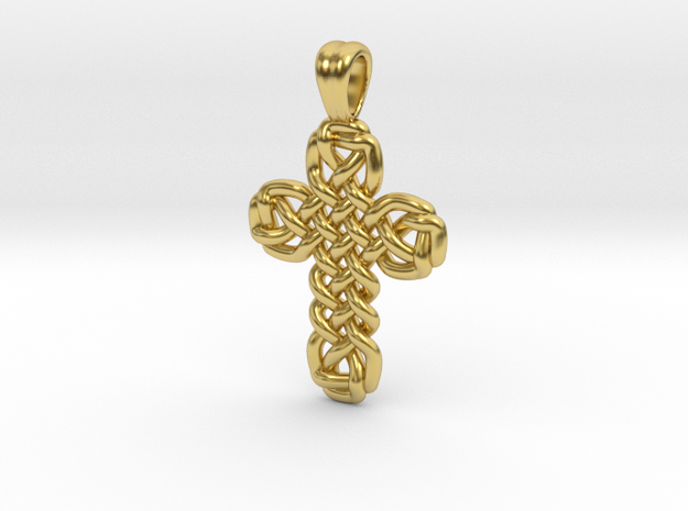 Celtic knot cross [pendant] in Polished Brass