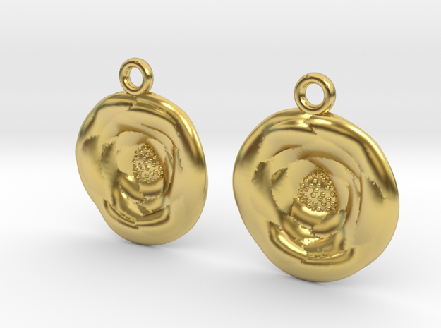 Roses [earrings] in Polished Brass