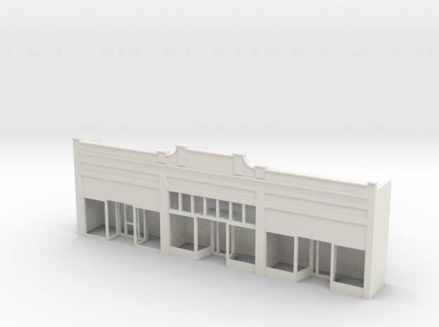 Strip Mall Shops #1 N scale in White Natural Versatile Plastic