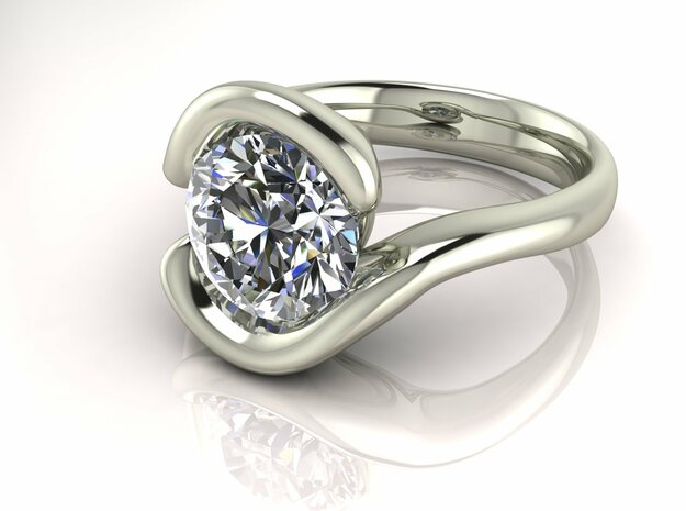 Tension setting solitaire for a 2ct NO STONES SUPP in Fine Detail Polished Silver