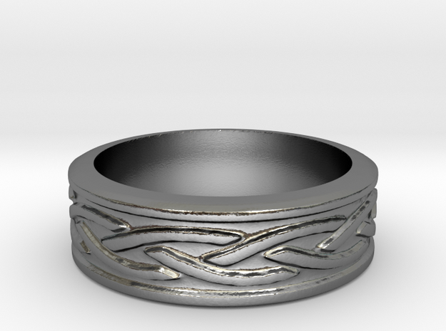 Viking patterned ring 1 in Polished Silver