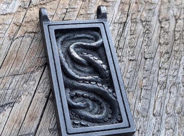 Octopus Box Pendant in Polished and Bronzed Black Steel: Large