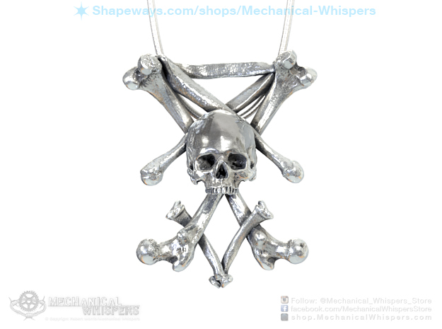 Human skull pendant Jewelry Necklace Lucifer Sigil in Rhodium Plated Brass