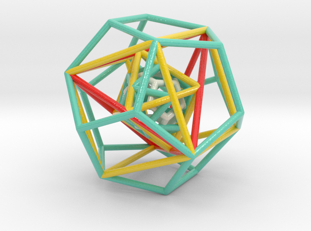 Nested Platonic Solids (Version Dd) in Glossy Full Color Sandstone