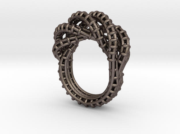 ines_ring in Polished Bronzed-Silver Steel