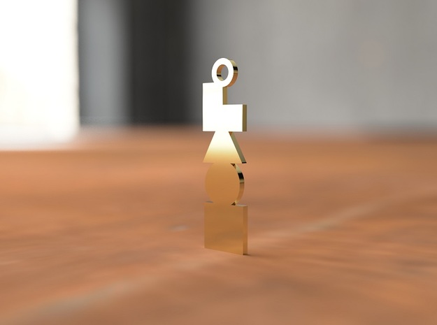 Socionics Hanging Pendant (1.5mm thick) in 14k Gold Plated Brass