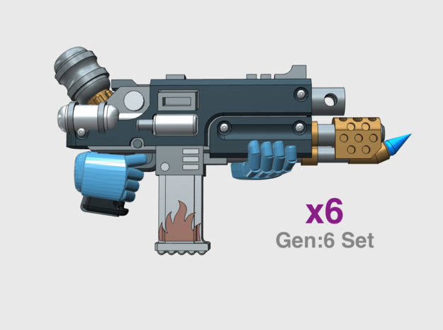 G:6 Set: Mk2a Flamebolt Gun in Tan Fine Detail Plastic: Small