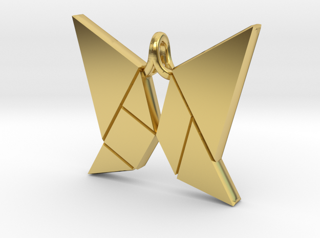 Butterfly tangram [pendant] in Polished Brass