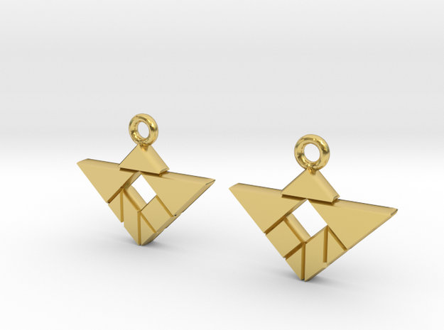 Tangram triangle and square in Polished Brass