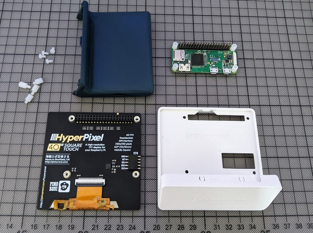 Cover for HyperPixel 4.0 Square Touch (Pi Zero) in White Natural Versatile Plastic