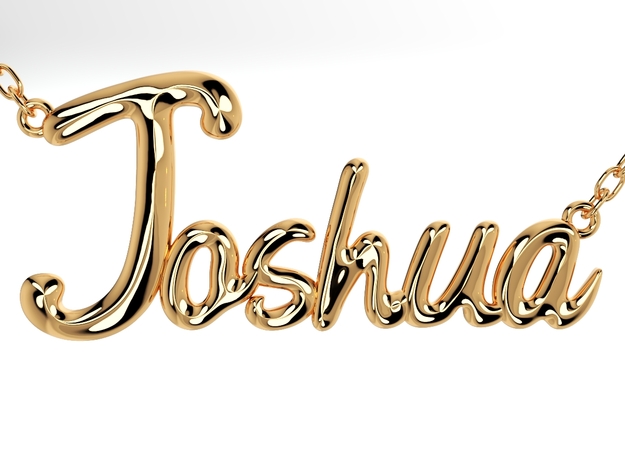 Joshua Shiny Surface Jewelry Font Necklace Pendant in Smooth Fine Detail Plastic