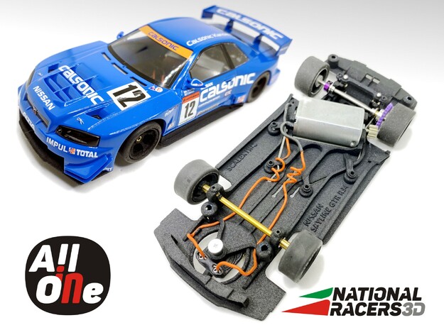 Chassis Scalextric Nissan Skyline R34 GTR (AiO-AW) in Black PA12