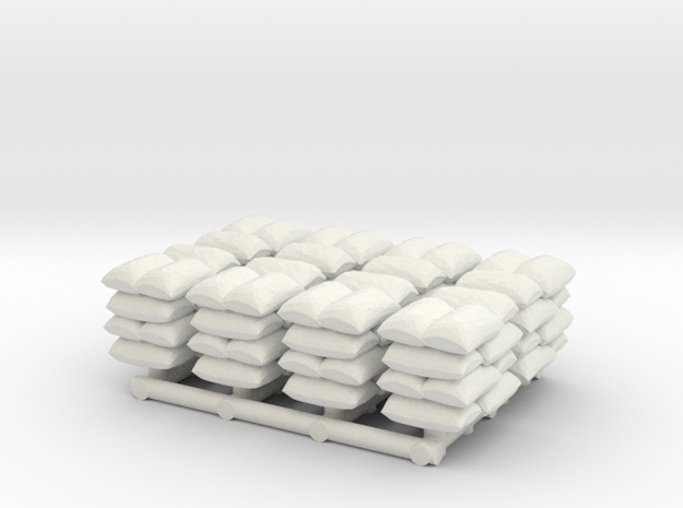 1-87 Scale Pallet Load - Stacked Sacks in White Natural Versatile Plastic