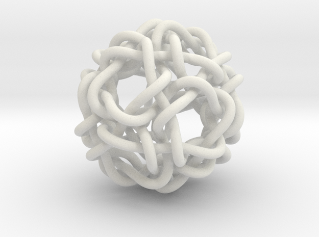 Pentakis Dodecahedral Knot in White Natural Versatile Plastic