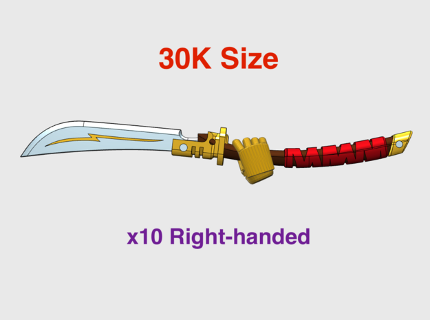 10x Right-hand Energy Sword: Guan Dao (30k Size) in Tan Fine Detail Plastic