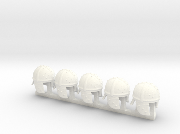 5 x Roman Cavallery Helmet in White Processed Versatile Plastic
