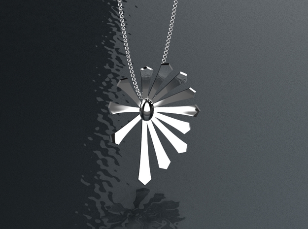 Straight Lines Pendant  in Rhodium Plated Brass