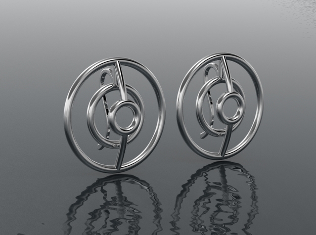 Earring lines links in Rhodium Plated Brass