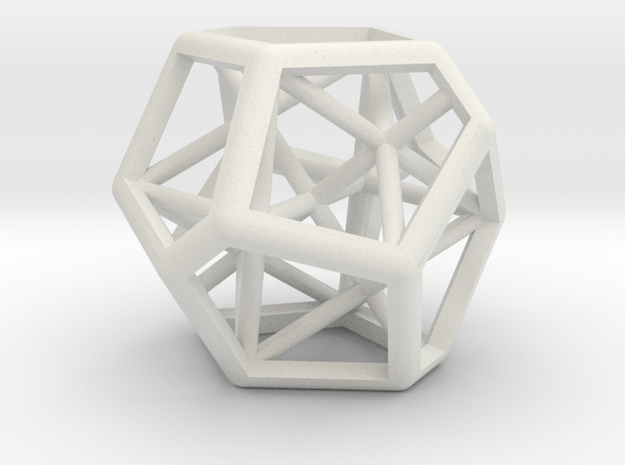 Skew Dodecahedron (D12), Regularoid in White Natural Versatile Plastic