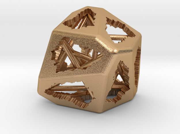 Skew Dodecahedron (D12), Ardechoid cuboid in Natural Bronze