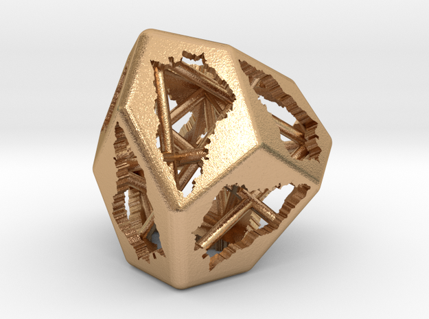 Skew Dodecahedron (D12), Ardechoid tetraoid in Natural Bronze