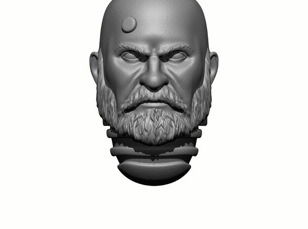 10x Space Marine Veteran Bald Head: Beard Stud in Tan Fine Detail Plastic