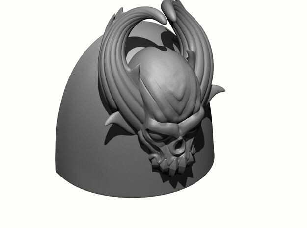 10x Gen:6 Demon Skull Shoulder Pads - Plain  in Tan Fine Detail Plastic
