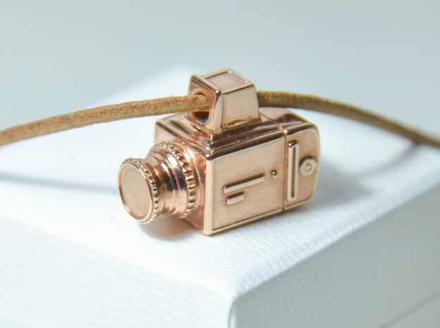 Medium Format Camera Charm (2) in 14k Rose Gold Plated Brass