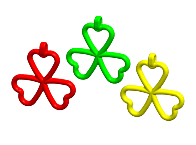 Three leaf pendent / Key chain in White Natural Versatile Plastic