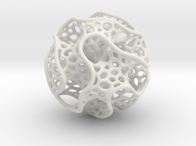 X-mas ball Voronoi Gyroid in White Natural Versatile Plastic