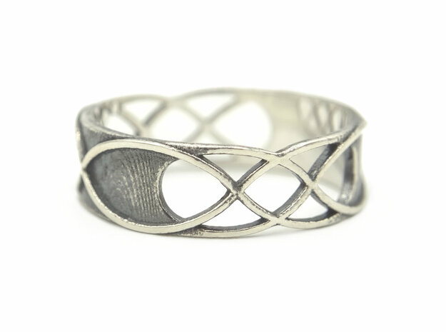 Double Infinity Ring in Antique Silver: 8 / 56.75