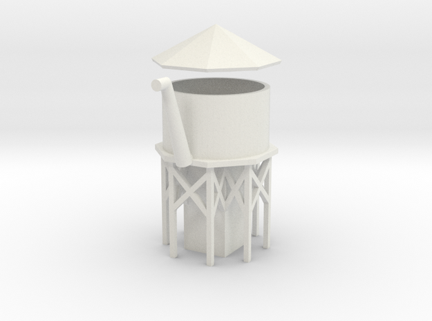 Water Tower - Z scale in White Natural Versatile Plastic
