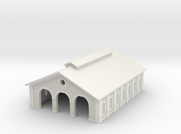 VR Engine Shed  (3 track x 7) 1:160 Scale in White Natural Versatile Plastic