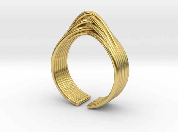 Vertical braided ring in Polished Brass