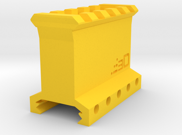 Type II Picatinny Riser (1.41" Rise) (5-Slots) in Yellow Processed Versatile Plastic