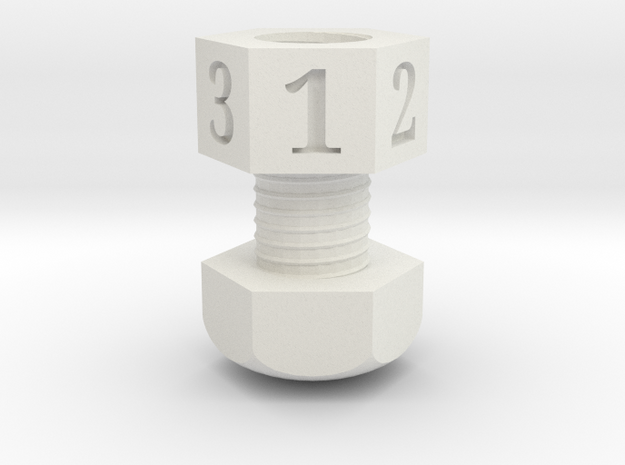 d3 nut & bolt dice in White Natural Versatile Plastic