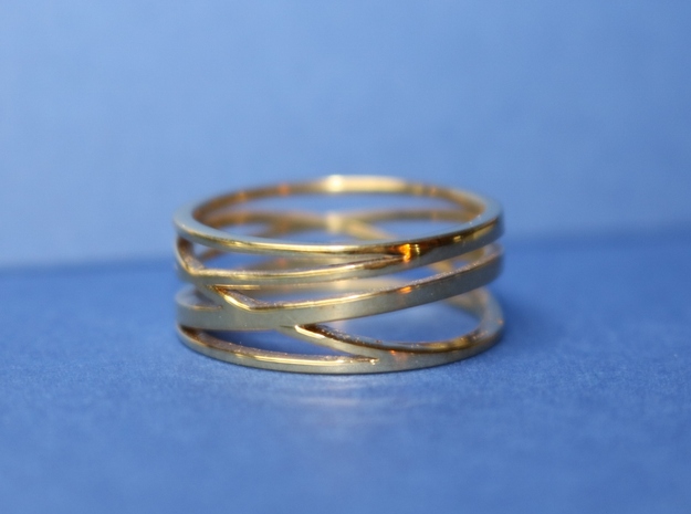 Abstract Lines Ring - US Size 10 in 18k Gold Plated Brass